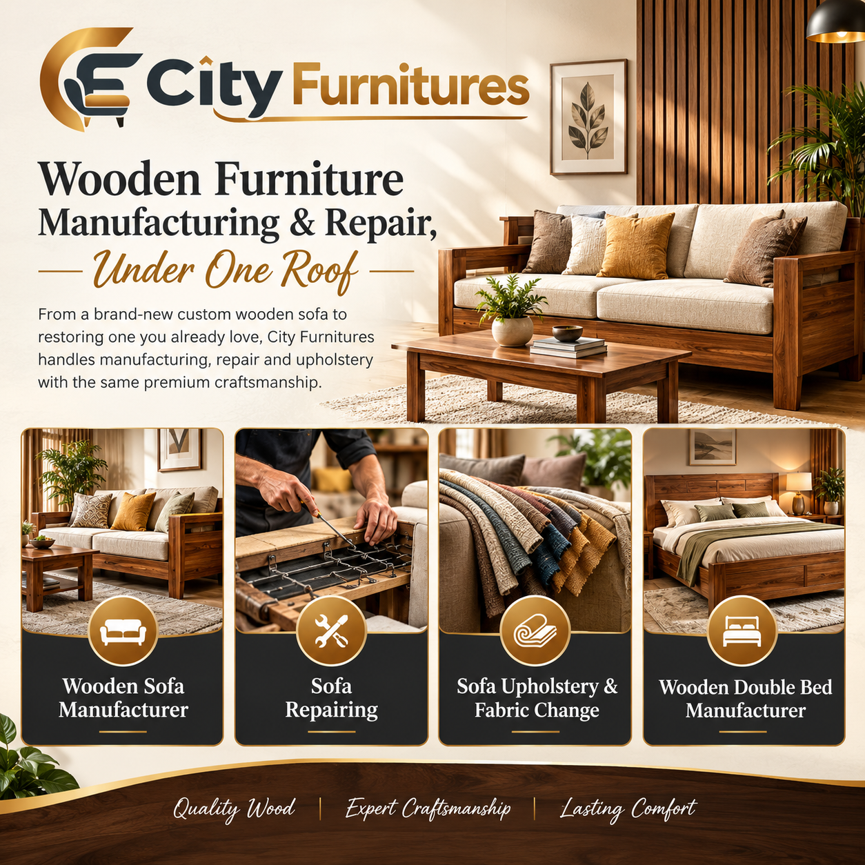 City Furnitures craftsman at work in the Jamia Nagar workshop, Okhla